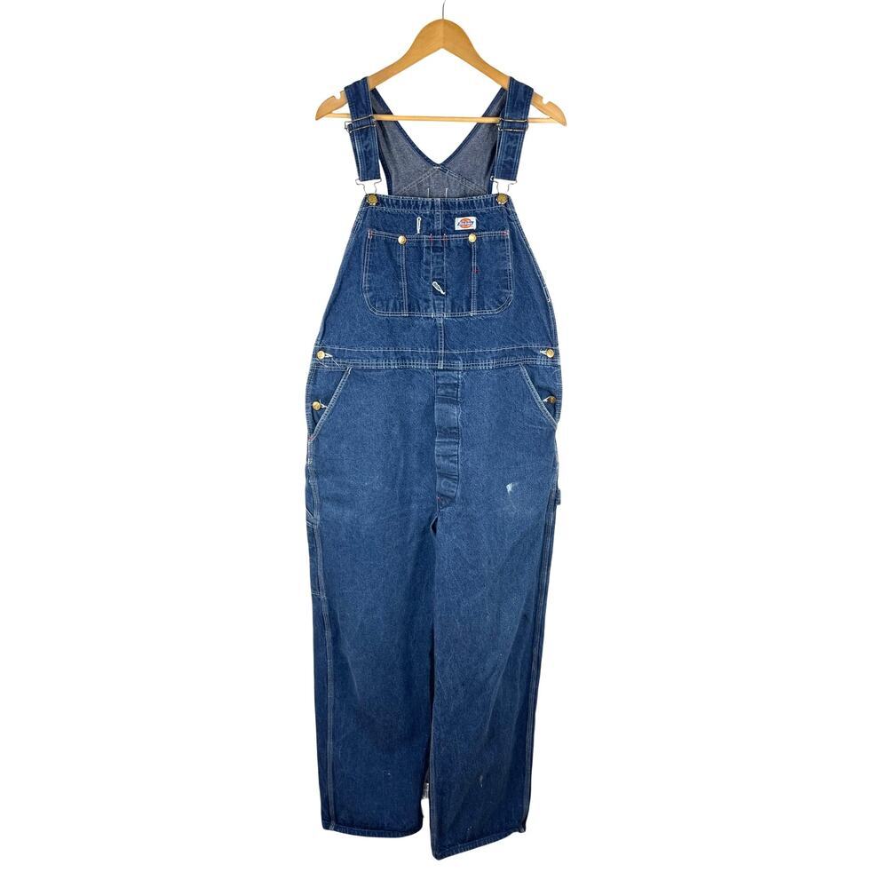 Vintage Dickies Vintage Denim Jeans Carpenters Bib Overalls Size 40X34 USA MADE